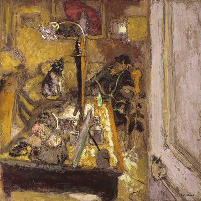 Mevrouw Hessel telefoneert in haar boudoir door Edouard Vuillard